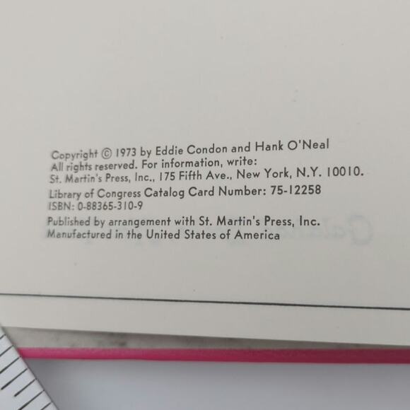 Eddie Condon's Scrapbook of Jazz by Eddie Condon & Hank O'Neal 1973 Hardcover DJ - Picture 3 of 4